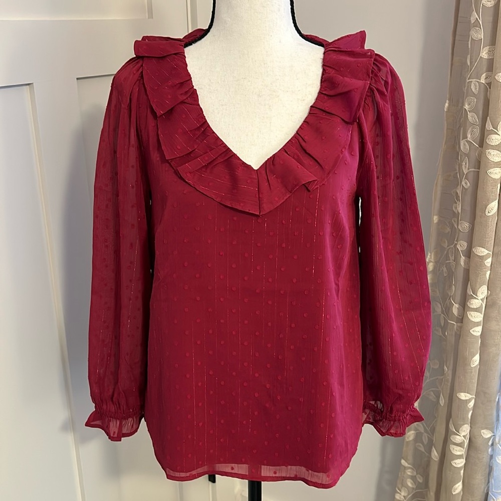 JCrew Factory Clipdot Top with Sparkle Thread NWT